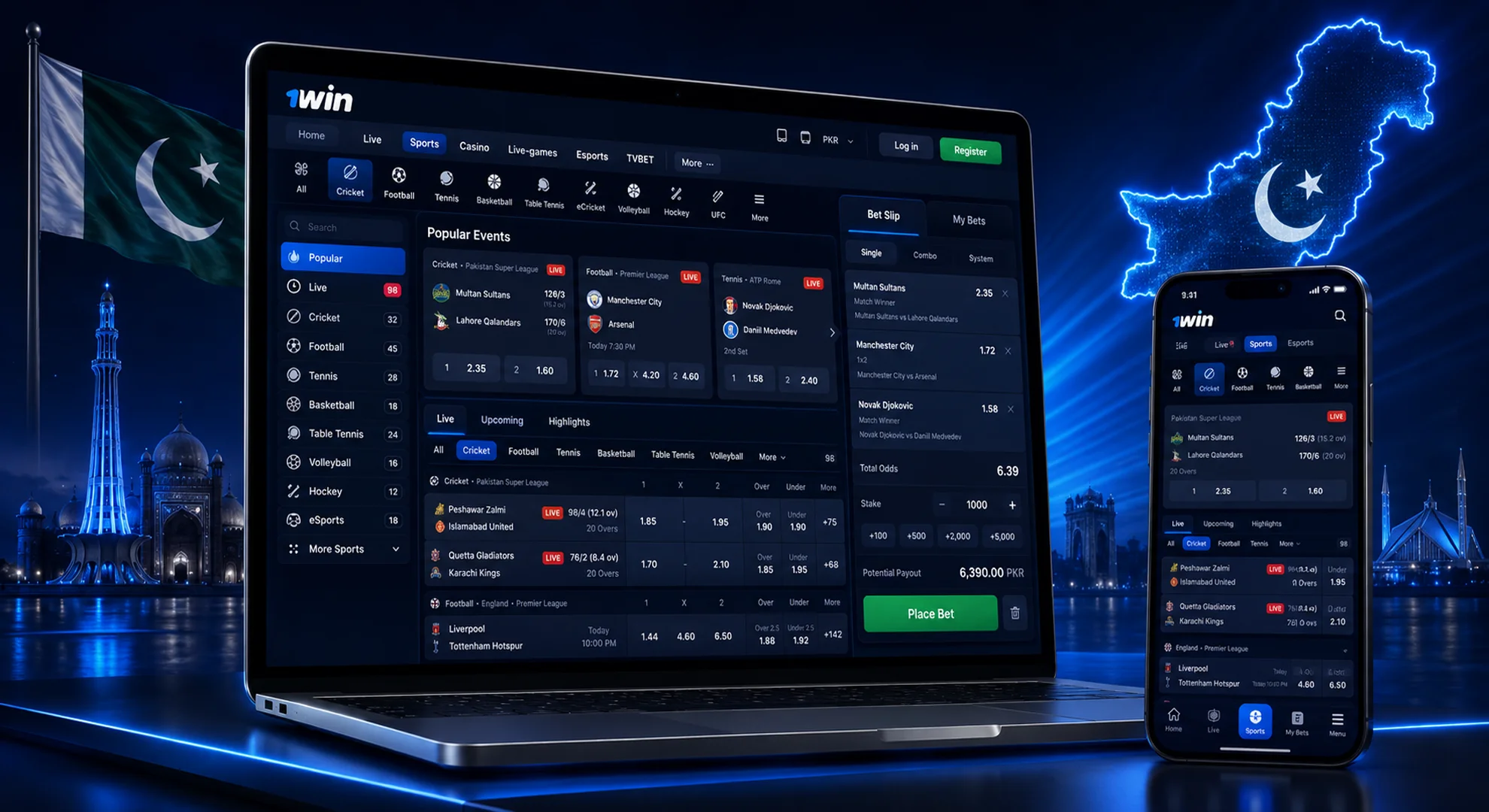 1win sports betting Pakistan